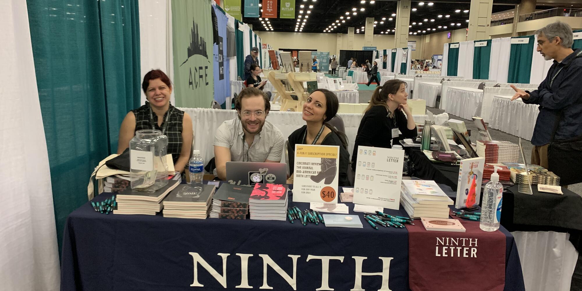 MFA students working the Ninth Letter table at AWP 2020