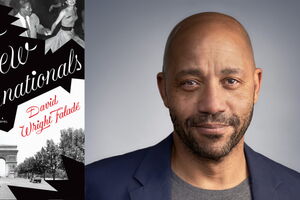 Cover of "The New Internationals" next to its author, David Wright Falade