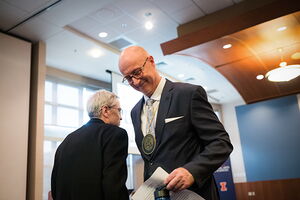 Professor Dean during his investiture ceremony as James M. Benson Professor in English