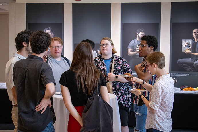 people standing and talking