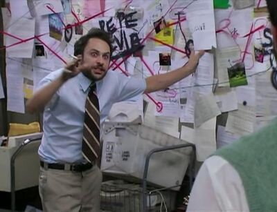 popular meme depicting string board featuring charlie day of it's always sunny in philadelphia