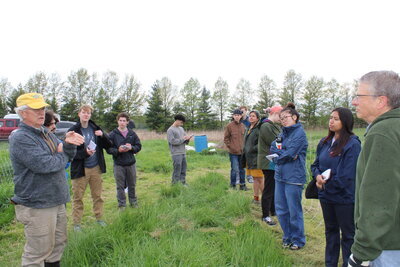 Kanter and students doing fieldwork