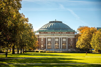View of Foellinger Auditorium from the Quad