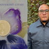 A photo of Angel Garcia next to the cover of his new poetry collection titled "Indifferent Cities"