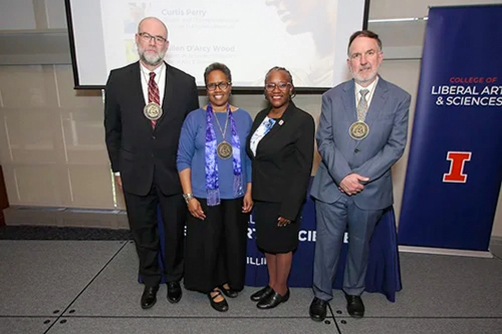 perry, harrington, dean patton, and wood pose together