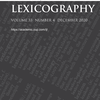 A white and grey cover of the fourth issue of volume 33 of the International Journal of Lexicography. The cover features the definition of lexicography in the grey areas.